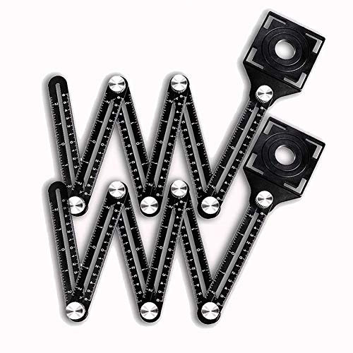 2 x Mehrwinkel-Messlineal, 6-seitiges Winkelmesswerkzeug, Aluminiumlegierung, Winkelmesslineal, Universal-Öffnungslokalisierungswerkzeug (2 x 6 Seiten-Lineal).