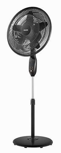 PELONIS PFS45A5BBB 18 inch 5-Blade Oscillating, Adjustable Standing Pedestal Remote, LED Display, 5 Speed Setting and 7-Hour Timer Fan, Black