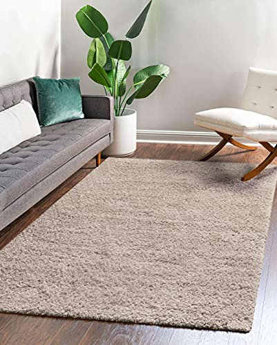 Shaggy Teppich Einfarbig - Langflor Hochflor 3 cm - Modern Teppiche fürs Wohnzimmer Schlafzimmer Esszimmer jeden Raum - Rechteckig Viele Farben & Größe - Beige 70 x 300 cm