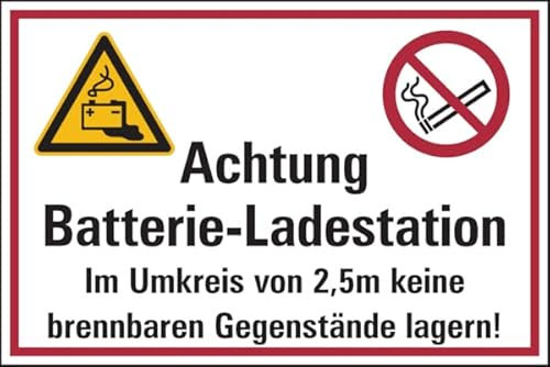 Dreifke® Hinweisschild, Batterie-Ladestation, 200 x 300 mm Kunststoff