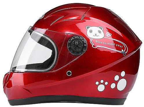 Casco Moto Integrale Per Bambini, Casco Integrale Four Seasons Casco Per Bambini Invernale Con Visiera Solare E Bavaglini Integrali Per Bambini 3-13 Anni B,47~54CM