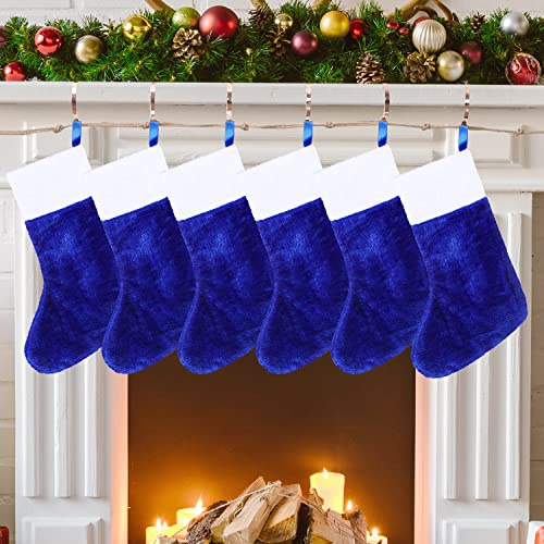 CCINEE Blaue Weihnachtsstrümpfe, 45,7 cm hoch, blaues Design mit Plüschmanschette, klassisch, groß, Weihnachtsstrumpf, Dekorationen für Weihnachten, Festliche Geschenke, Kamin-Dekoration