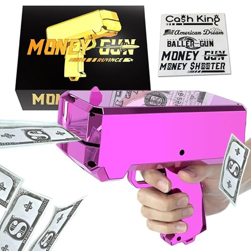 RUVINCE Geld Pistole Shooter Geldpistole für Filme, die echt Aussehen, Requisitenpistole Make it Rain, Handheld Geldpistole für Spiel Filme Party