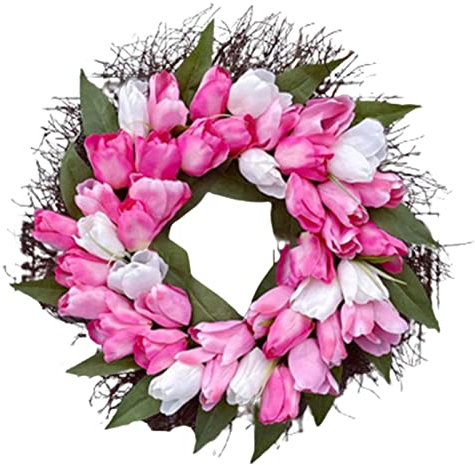 OFUNGO Ghirlanda Artificiale Piante Fiori，Rosa Artificiale Corona Porta Ghirlanda Cottage Decor Appeso Celebrazione Regalo for Agriturismo Ufficio Festa di Nozze Porta d'ingresso, con Foglie 45 cm