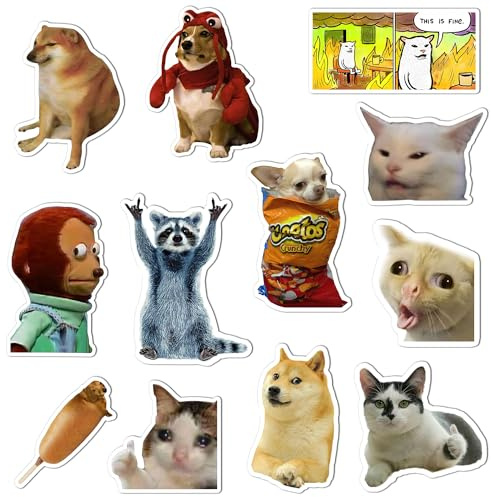 GTOTd Cat Meme Fridge Magnet Kühlschrankmagnet (12 Stück) | Lustige Dekoration Stoßstangen Aufkleber Kühlschrank Metallmagnet Flexibel Wiederverwendbar Magnetisches Vinyl