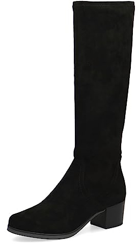 CAPRICE Bottes femme hautes à talons hauteur genou véganes, Noir (Black Stretch), 38 EU