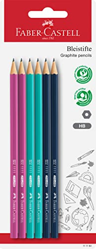 Faber-Castell - Bleistifte Set, 6 Stifte Härtegrad HB | Bruchsichere HB-Bleistifte für Kinder und Erwachsene zum Schreiben und Zeichnen