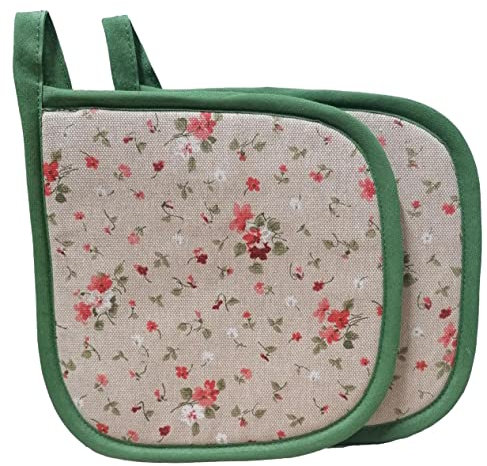 Ricami Fiorentini Baldi 2 Presine quadrate cm 17x17 100% Cotone(2 presine, Fiore)