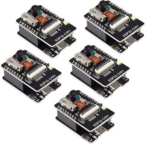 ESP32 CAM Entwicklungsplatine, WLAN/Bluetooth, ESP32 DC 5V Dual-Core-Entwicklungsplatine mit OV2640 Kamera-TF-Karten-Modul kompatibel mit Arduino (5pcs)