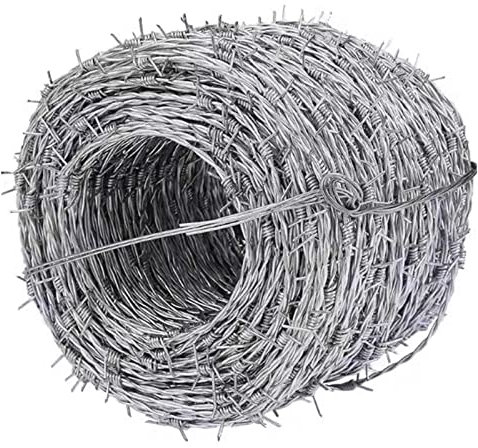 HHKTY Mit Widerhaken Kabel Verzinkt Stahl Stark 2.3mm Kabel 15mm Widerhaken Mit 4 Punkt Widerhaken Perfekt Für Garten Zäune Weide Kunsthandwerk Lieferungen(Size:100m,Color:Silber)
