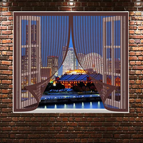 Unsichtbares Moskitonetze Fenster 150 x 140 cm Moskitonetz für Fenster Fliegen Netz Ripstop für Fenster & Terrassentüren & Balkontüren, Braun