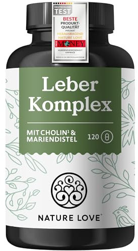 NATURE LOVE® Leber Komplex - 120 Kapseln - mit Mariendistel, Cholin, Artischockenextrakt, Curcuma & Zink - Hochdosiert, vegan, laborgeprüft und in Deutschland produziert