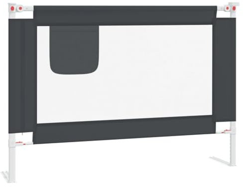 vidaXL Kleinkind Bettschutzgitter Bettgitter Kinderbettgitter Babybettgitter Gitter Kinderbett Babybett Rausfallschutz Dunkelgrau 90x25cm Stoff