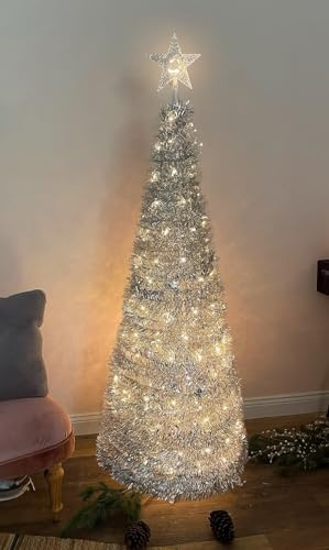 Spiral Weihnachtsbaum 150 cm LED – Künstlicher Tannenbaum mit Stern | LED Tannenbaum, Pop Up Baum, Weihnachtsbeleuchtung, Kunstbaum, Außenbeleuchtung, Stern