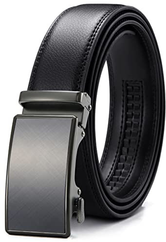 CHAOREN Automatik Gürtel Herren, Buckley Ledergürtel Ratsche Automatikschließe für Herren Business Anzug, 35mm Breit Gürtel Ohne Löcher, Größe Angepasst - Schwarz