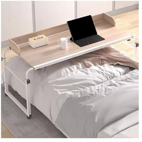 SFNIOKFG Überbetttisch, Laptoptisch für Bett und Sofa, Stehpult auf Rollen, Überbetttisch, höhenverstellbar 65–95 cm, Sitz-/Stehpult, Schreibtisch für Homeoffice und Schlafzimmer (Farbe: Br