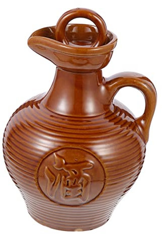 OKUMEYR Recipiente de Cerámica para Vino 500 Ml Jarra de Barro Vintage Material Cerámico Duradero para Servir Vino Hogar y Restaurantes Portátil de 1 Litro
