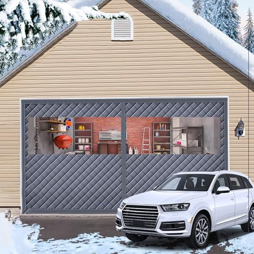 WaaYb Rideau de Porte de Garage à Isolation Thermique magnétique, Rideau de Porte de Garage à Isolation Thermique avec fenêtre Transparente, Tissu Oxford renforcé, Rembourrage épais, Couverture