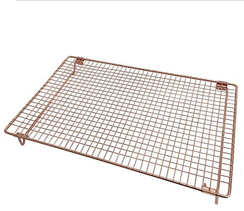 Grille de cuisson en acier inoxydable 41,9 x 26,9 cm - Antiadhésive - Or rose - Pour pain, biscuits, gâteaux, gâteaux - Passe au four et au lave-vaisselle - Grille de cuisson pour la cuisson de