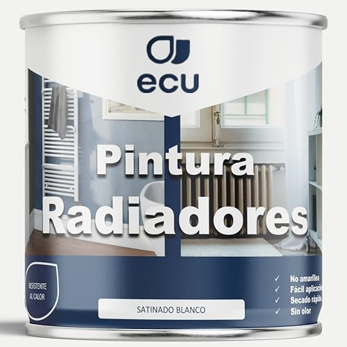 PINTURAS ECU - Pintura para Radiadores - Esmalte Radiadores al Agua - BLANCO- Decora y protege toda clase de radiadores por agua y tuberías de calefacción (BLANCO, 375ML)