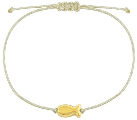 Selfmade Jewelry Bracciale da donna in argento con pesce, misura regolabile, in macramè, realizzato a mano, con confezione regalo, Größenverstellbar, Metallo metallo Nastro macramè, Nessuna pietra