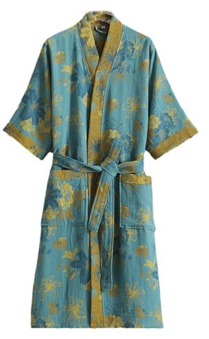 CRETUAO A,XL, Bata de Gasa Doble algodón Estilo japonés para Mujer,Bata de baño Tipo Kimono Suave y Ligera con Estampado,Pijama Yukata para Pareja,Ideal para SPA,Sauna y Sauna