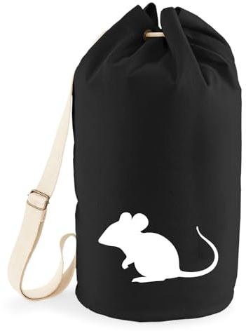 Huuraa Seesack Maus Silhouette 20 Liter Black Baumwolle Rucksack Geschenkidee