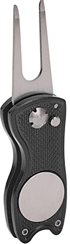 Baxnore Professional Stainless Steel Golf Divot Tool Foldable Metal Pitchfork with Ball Marker Durable Rust Proof Design for Golf Course Repair 12cm 55g Aluminum Alloy (Black)