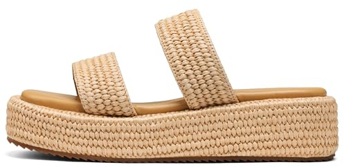 EQAUDES Wedge Sandal Cute Platform Straw Raffia Sandals Summer Beach Vacation Espadrilles for Women Open Toe Comfortable Woven Dressy