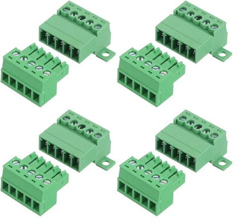 QUARKZMAN PCB-Klemmleiste 3.5mm 5-Polig Klemmenblöcke 300V 8A 4 Satz | Leiterplatten-Klemmenblöcke Stecker und Steckdosen Kits, für Elektronik Projekte