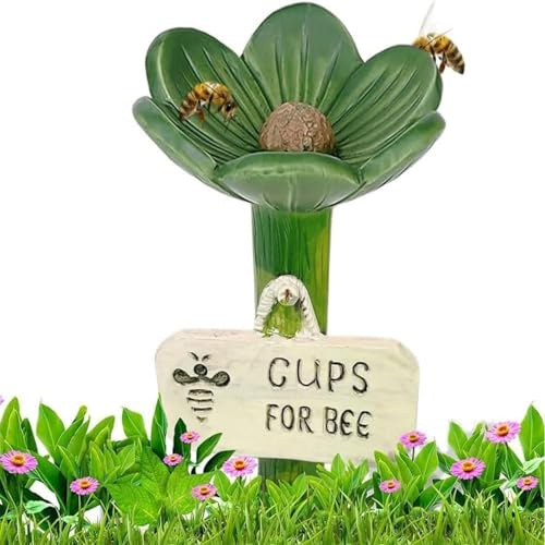 Station d'arrosage d'abeilles en céramique en Forme de Fleur, Alimentateur de Colibri avec Conception de Fleur, Stations d'eau de Fleurs décoratives pour Les Abeilles, Papillon, Alimentateur (Green)