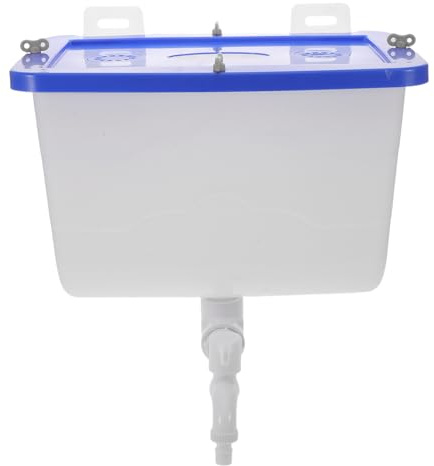 Tofficu Tanque de Agua de Pared para Baño de Plástico con Grifo, Capacidad Media 12.5 L, Montaje Mural con Tapa, Diseño Cuadrado y Resistente, Adecuado para Salones y Lavado de Cabello