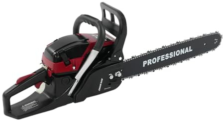 Motosierra de gasolina de 58 cc de 2 tiempos con espada de 50 cm, 2400 W, 10000 rpm, con diámetro de corte de 50 cm, depósito de 550 ml, freno de cadena, 91 x 24 x 29 cm, motosierra para cortar ramas