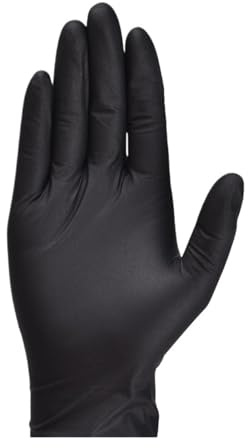 Saharuse Gants De Nettoyage Jetables En Nitrile PVC Noir, 100/50/30/20/10 Pièces, Imperméables, Tatouage Cuisine, Coiffure S/M/L/XL(L-23x11cm,50PCS (25pairs))