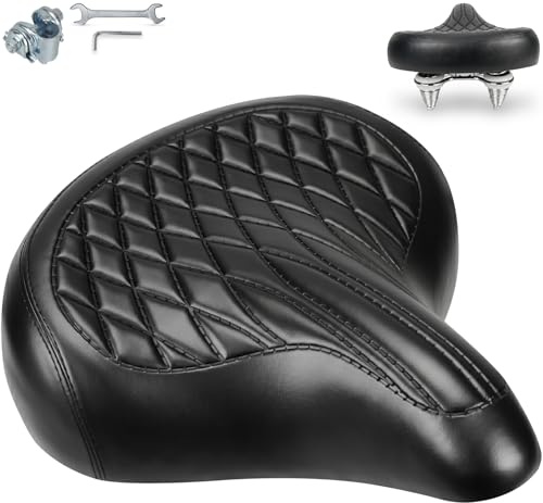 Wareet Cómodo sillín de bicicleta para hombre y mujer, sillín de bicicleta ancho y suave, acolchado ergonómico, asiento de bicicleta de repuesto universal para bicicleta de ciudad, bicicleta de