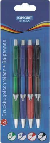 STYLEX 30090 Druckkugelschreiber, 4 Stück