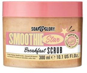 Soap & Glory Smoothie Star Exfoliating Body Scrub - Buff & Smooth Skin - Almond & Caramel Scented Vegan Body Polish - Brightening Scrub with Honey Extract + Sweet Almond Oil (300ml)