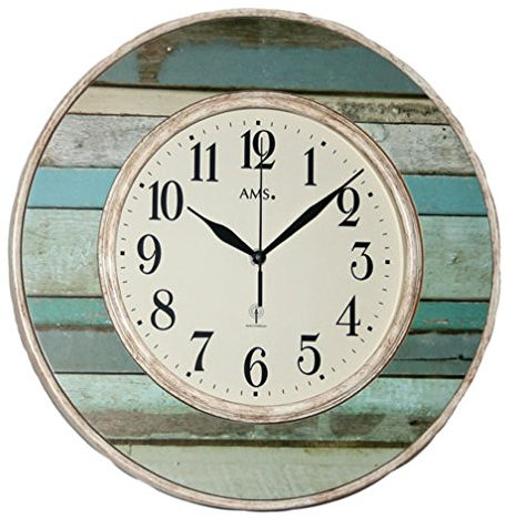 AMS 5615 Funkuhr, Wanduhr, klassisch, Antik-Stil, Vintage-Uhren