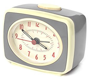 Kikkerland AC14-GR-EU Wecker, Plastik, grau, 9.8 x 6.1 x 8.3 cm