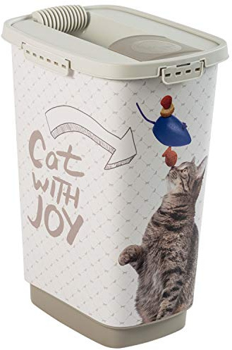 Rotho MyPet Cody Tierfutterbehälter 25l mit Deckel und Schüttvorrichtung, Kunststoff (PP) BPA-frei, anthrazit/weiss, 25l (33.0 x 25.0 x 46.3 cm) | Futtertonne, Tierfutterbehälter mit Deckel und Schüttvorrichtung, 25 L Volumen, aus PP-Kunststoff, in Anthrazit/Weiß