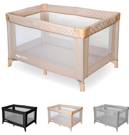 My Babiie Travel Cot - Lightweight, From Birth to 15kg, Easy Fold & Compact, Travel Bag, 120cm x 60cm Padded Mattress - Blush Pink