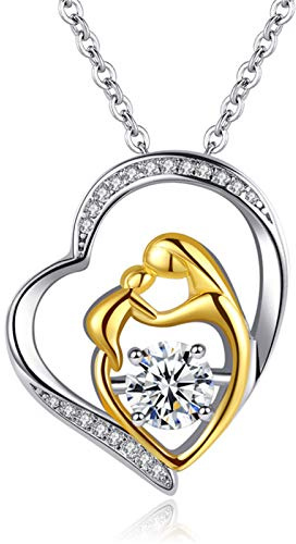 HMOOY Mère Collier, Collier D'amour Pour Mère Amour Coeur Pendentif Collier Mère Cadeaux D'anniversaire Fête des Mères Bijoux Pour Femmes Épouse Mère Fille