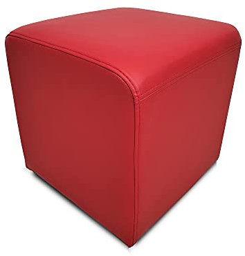 Quattro Meble Rotes Echtleder Hocker viele Größen Echtleder Sitzhocker Rindsleder Sitzwürfel Fußhocker Polsterhocker Echt Leder Puff Leder MDR Red (45 x 45 x H-40 cm)
