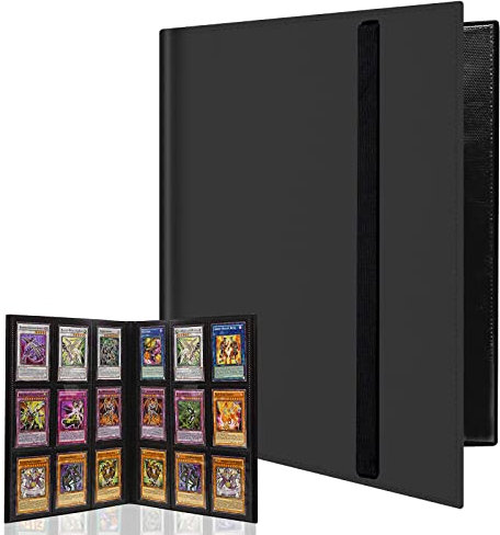 WAIZHIUA 9-Pocket Trading Card Binder 216 Pockets PU Leather Card Binder Trading Card Album Card Folder with Elastic Strap for Pokemon Yu-Gi-Oh Sports Cards, 12 Sheet