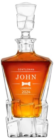 Maverton Personalised Whiskey Decanter for Man, Ice Cubes Model, Bow | Elegant Beverage Dispenser with Engraving, Stylish barware for Birthday, for Whisky connoisseurs