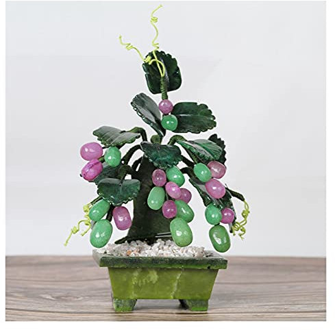 YUHUAWF Künstliches Bonsai Tabletop Bonsai Baum Handwerker Jade Traube Bonsai Kreative High-End-Ornamente Jade Carving Bonsai for Home Büro Tischdekor für den Innenministerium.