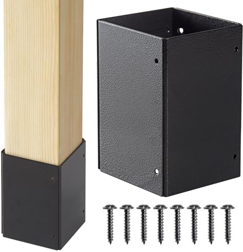 Wanhork 304 Stainless Steel Adjustable Post Protector (Range 3.3-6in), Protect mailboxes, Deck and Fences from rain and Damage to Maintenance Equipment (1set, Black)