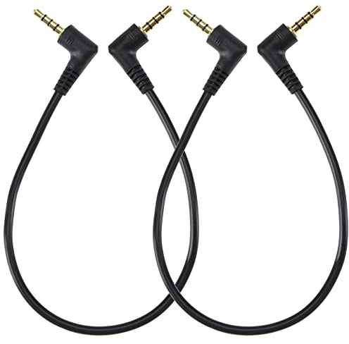 ECSiNG 2 Stück 3,5 mm Audiokabel Stereokabel 30 cm Rechtwinklig Vergoldete Klinke 4-Polig für Kopfhörer, Mikrofon, Tablet, Lautsprecher