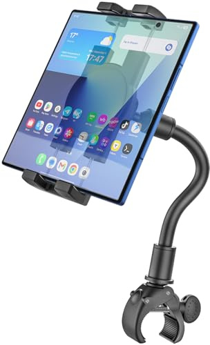 Phichy Heimtrainer Fahrrad Tablet Halterung für 4.7-13 Zoll iPad, Schwanenhals Tablethalterungen für Spin Bike Laufband Kinderwagen Lenker für iPad Pro/Air/Mini, Smartphone, Galaxy Tab, Fire HD,iPhone