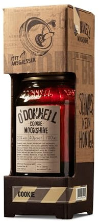 O’Donnell Moonshine Cookie Likör (700ml) + Ausgießer – Kekslikör mit Schokolade, Vanille & Karamell – Süßer Geschmack wie hausgemachte Cookies – 20% Alkohol im Original Mason Jar – Made in Berlin